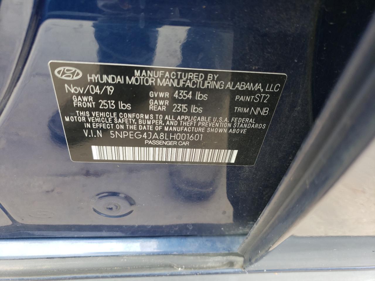 5NPEG4JA8LH001601 2020 Hyundai Sonata Se