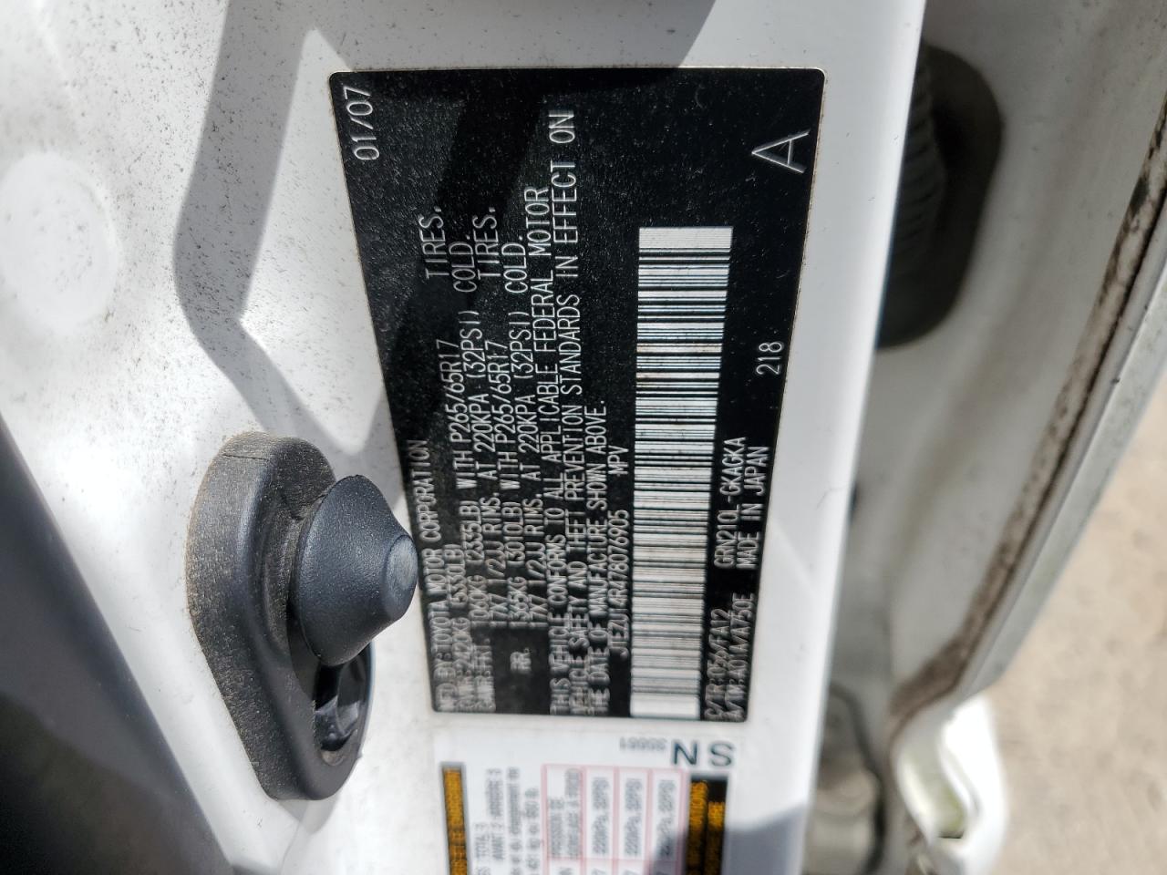 JTEZU14R478076905 2007 Toyota 4Runner Sr5