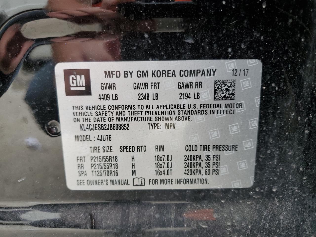 KL4CJESB2JB608852 2018 Buick Encore Preferred