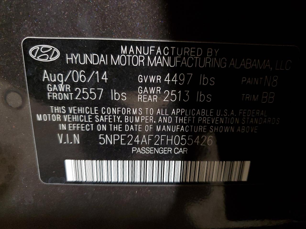 5NPE24AF2FH055426 2015 Hyundai Sonata Se