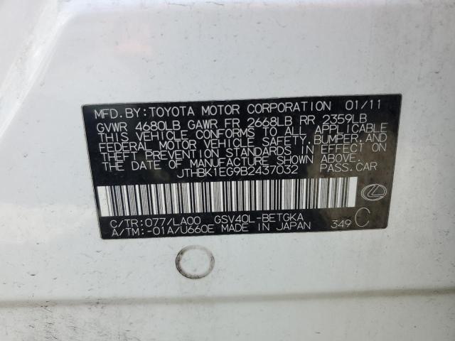 2011 Lexus Es 350 VIN: JTHBK1EG9B2437032 Lot: 58386354