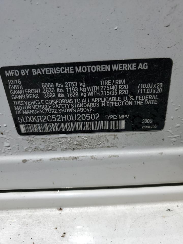 5UXKR2C52H0U20502 2017 BMW X5 Sdrive35I