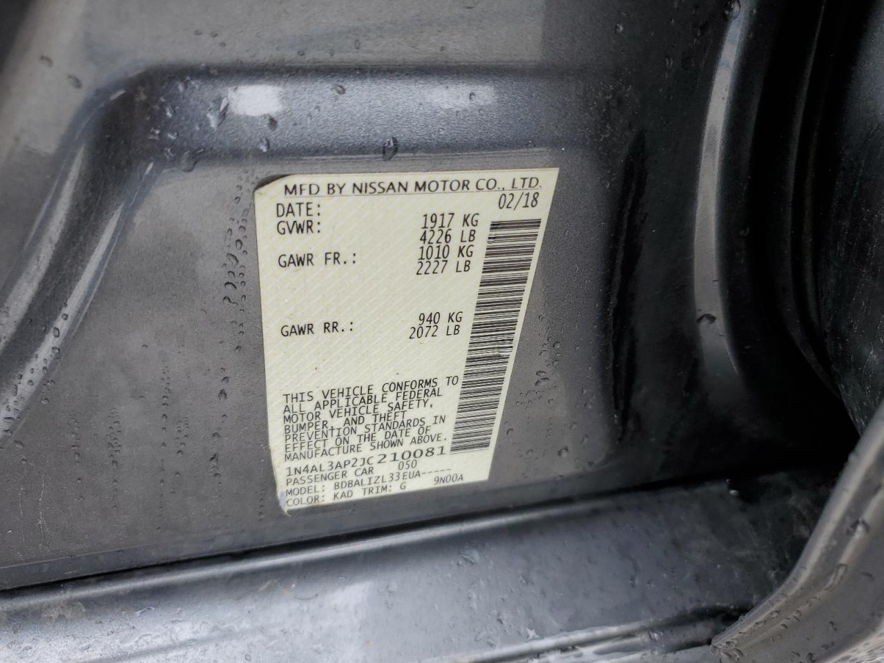 1N4AL3AP2JC210081 NISSAN ALTIMA 2018