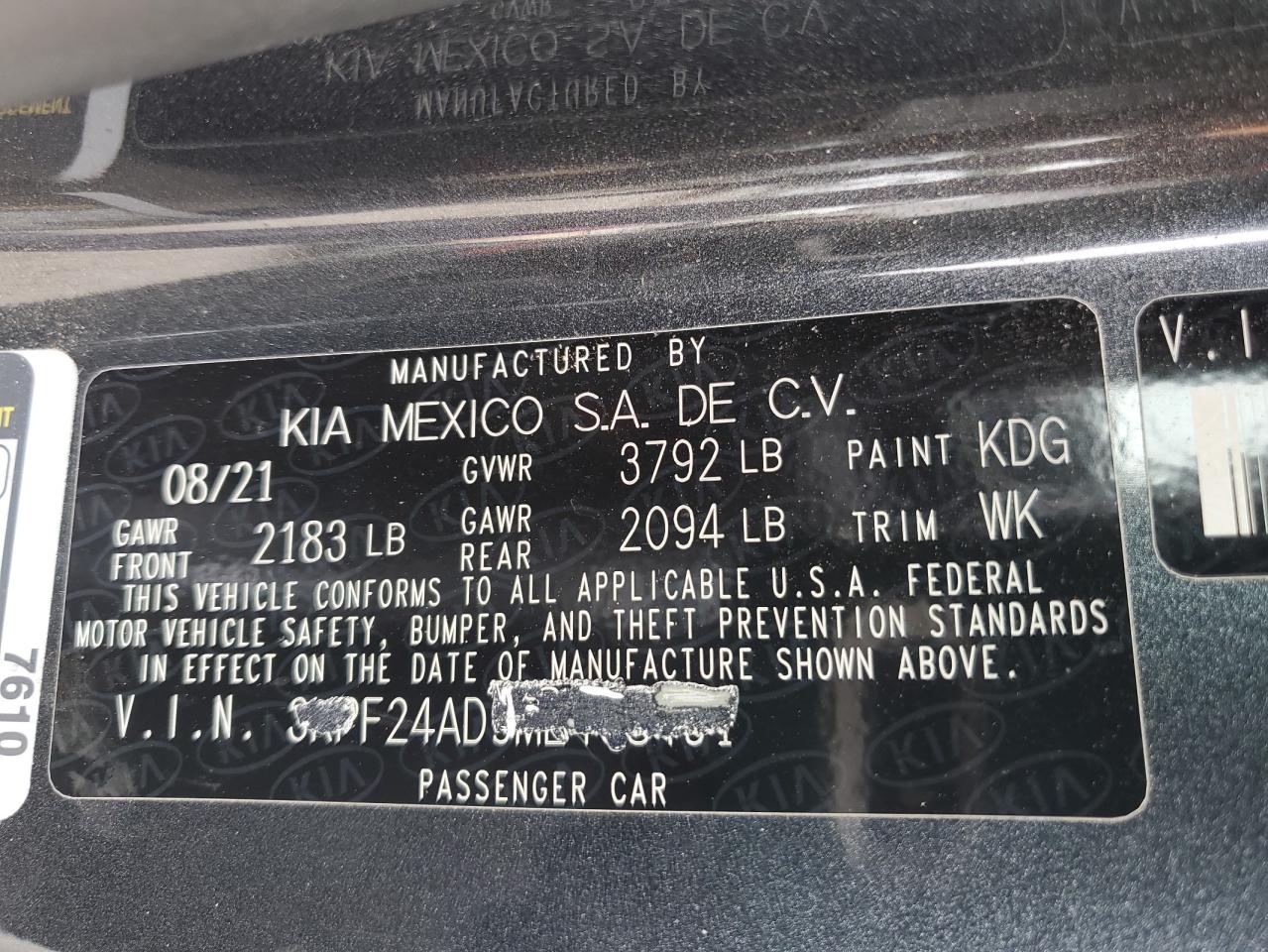 3KPF24AD9ME408491 2021 Kia Forte Fe