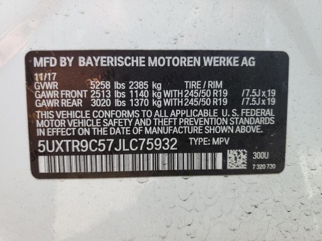 VIN 5UXTR9C57JLC75932 2018 BMW X3, Xdrive30I no.13