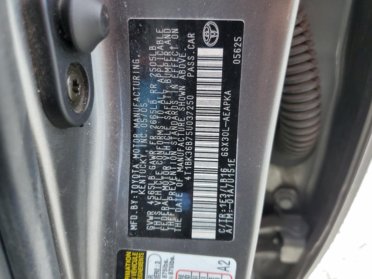 4T1BK36B75U037250 2005 Toyota Avalon Xl