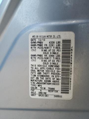 2011 Nissan Rogue S VIN: JN8AS5MTXBW169320 Lot: 57994164