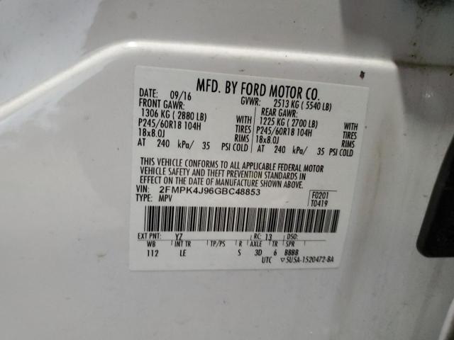 2016 Ford Edge Sel VIN: 2FMPK4J96GBC48853 Lot: 57283414