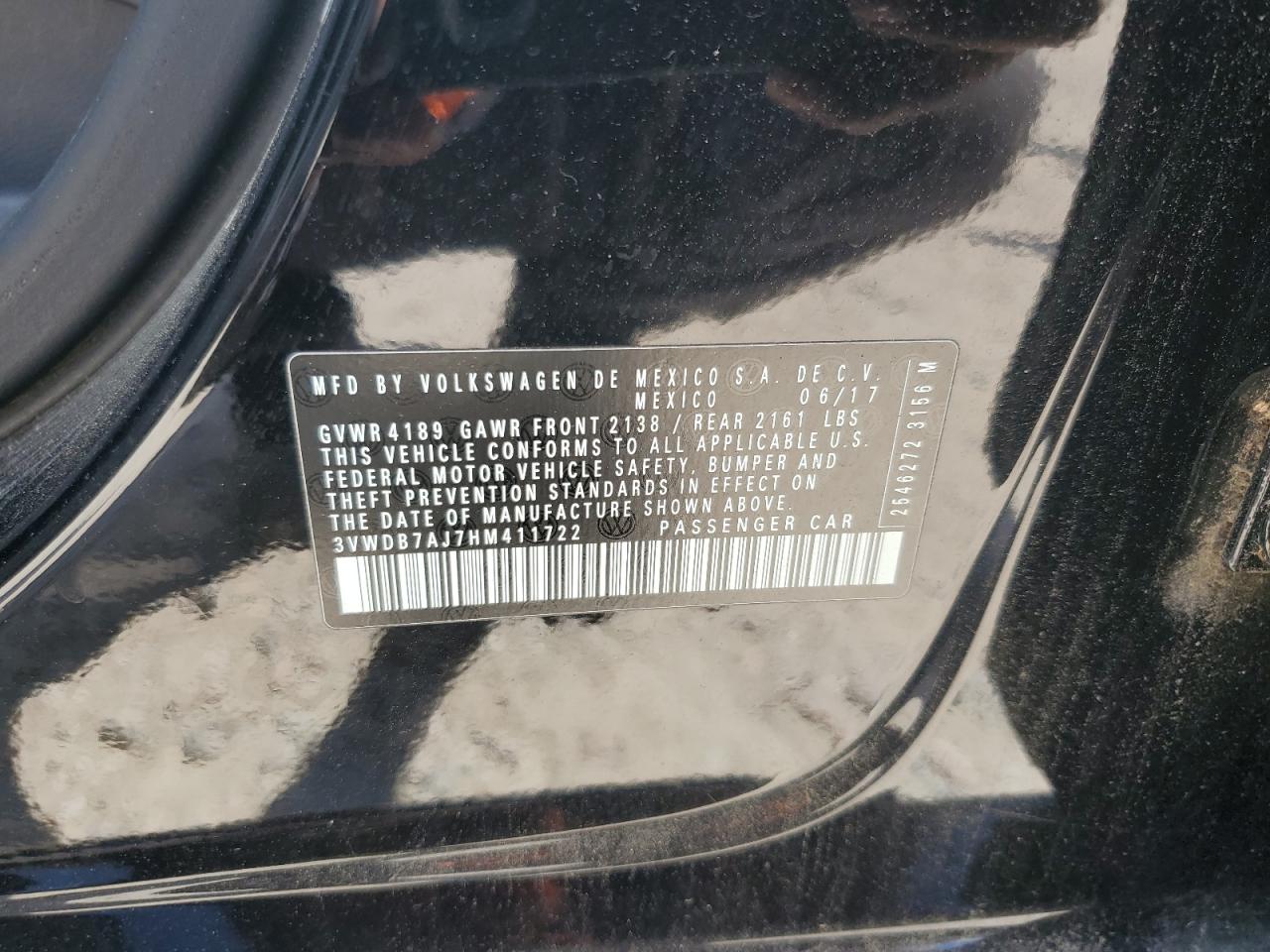 3VWDB7AJ7HM411722 2017 Volkswagen Jetta Se