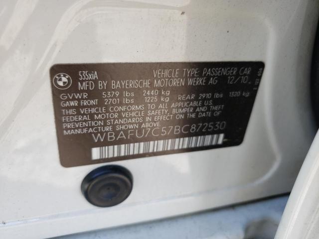 2011 BMW 535 Xi VIN: WBAFU7C57BC872530 Lot: 60589814