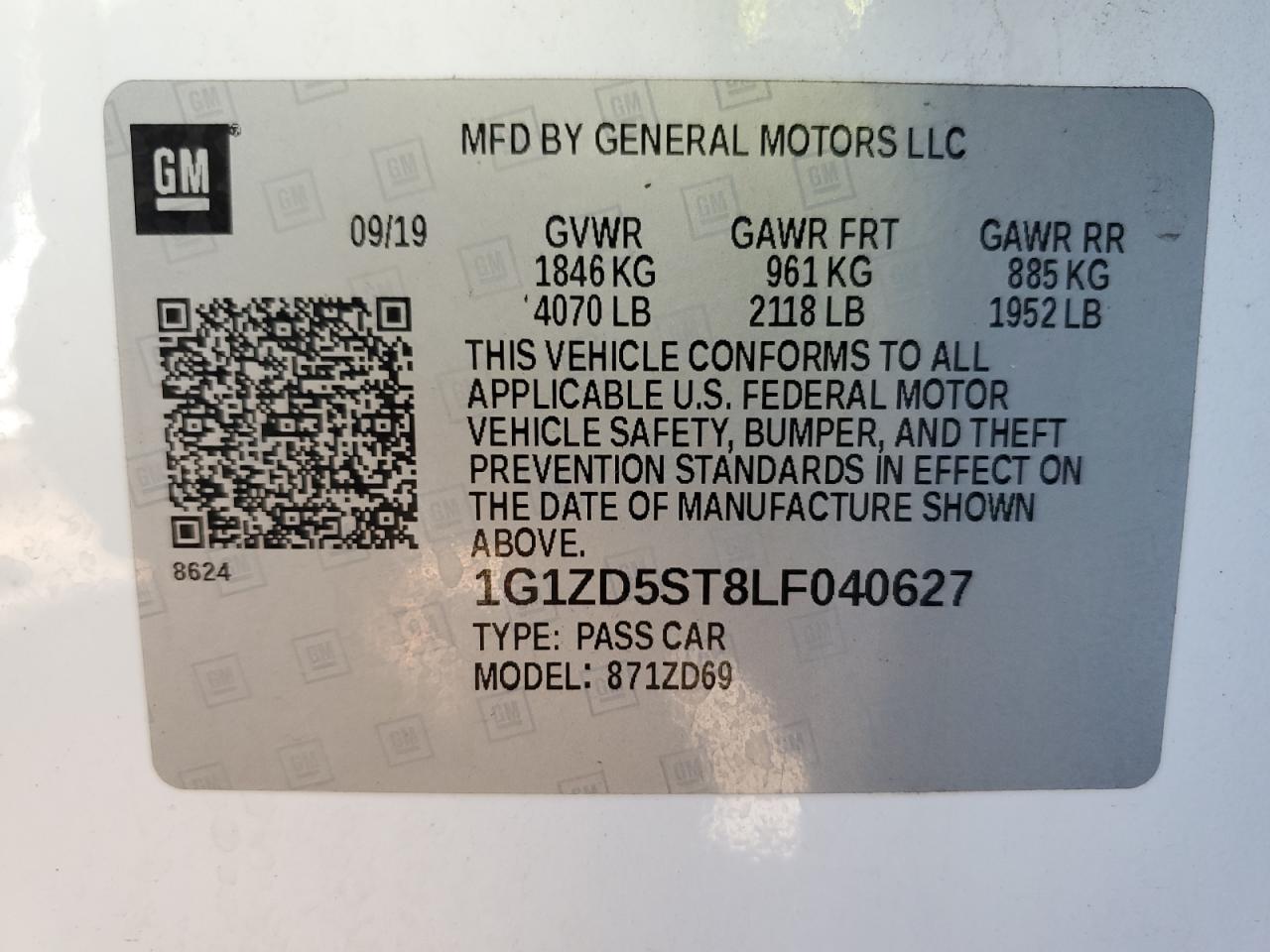 1G1ZD5ST8LF040627 CHEVROLET MALIBU 2020