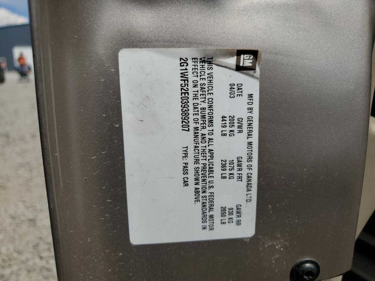 2G1WF52E039389207 2003 Chevrolet Impala