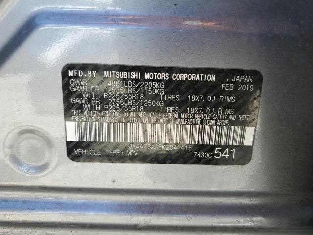 2019 Mitsubishi Outlander Se VIN: JA4AZ3A35KZ041415 Lot: 58910414