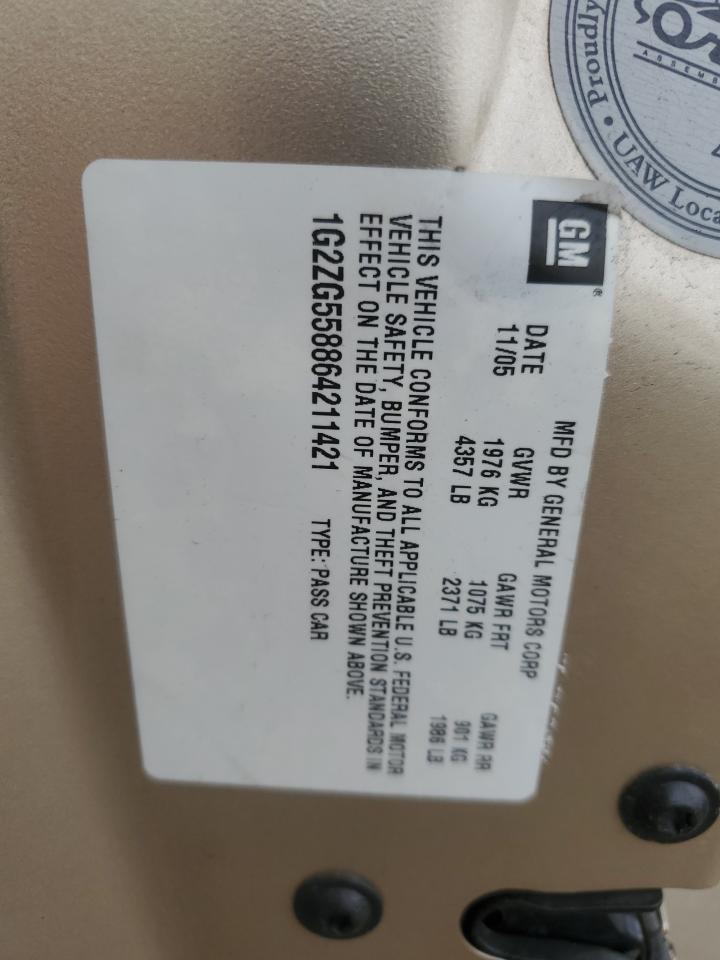 1G2ZG558864211421 2006 Pontiac G6 Se1