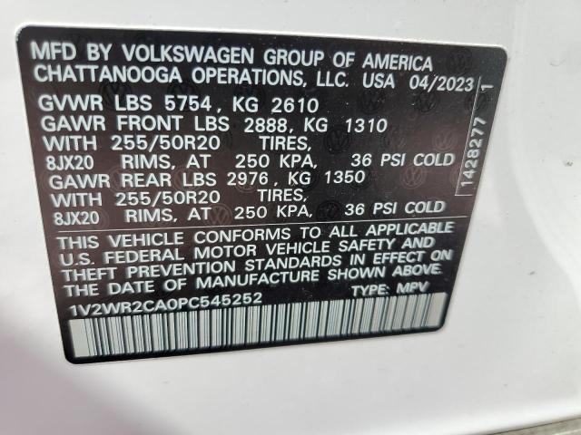 2023 Volkswagen Atlas Se VIN: 1V2WR2CA0PC545252 Lot: 58054814