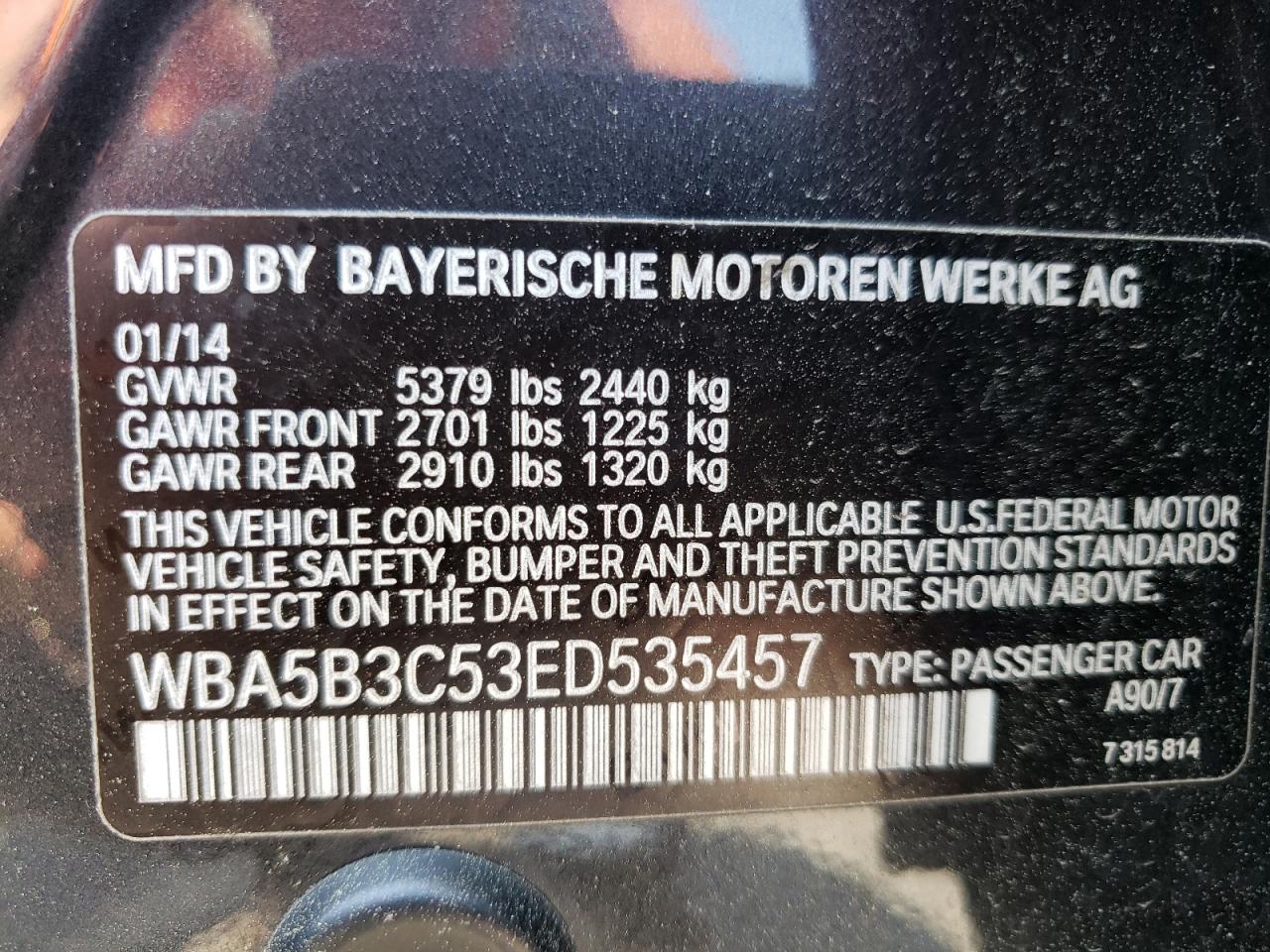 WBA5B3C53ED535457 2014 BMW 535 Xi