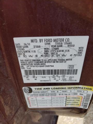 2010 Ford F150 Supercrew VIN: 1FTFW1EV2AFC65794 Lot: 59073264