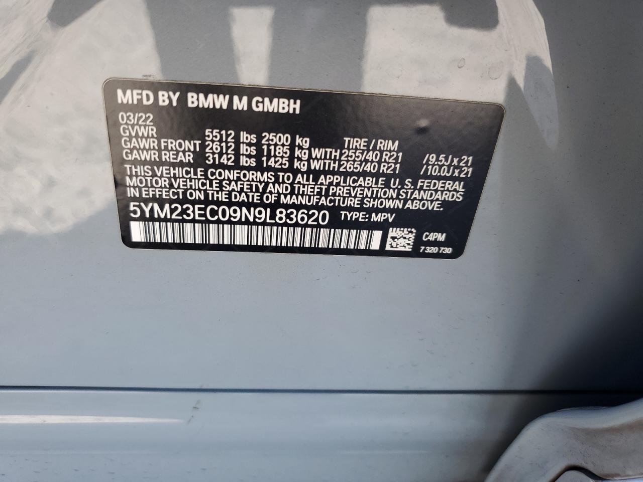 5YM23EC09N9L83620 2022 BMW X4 M