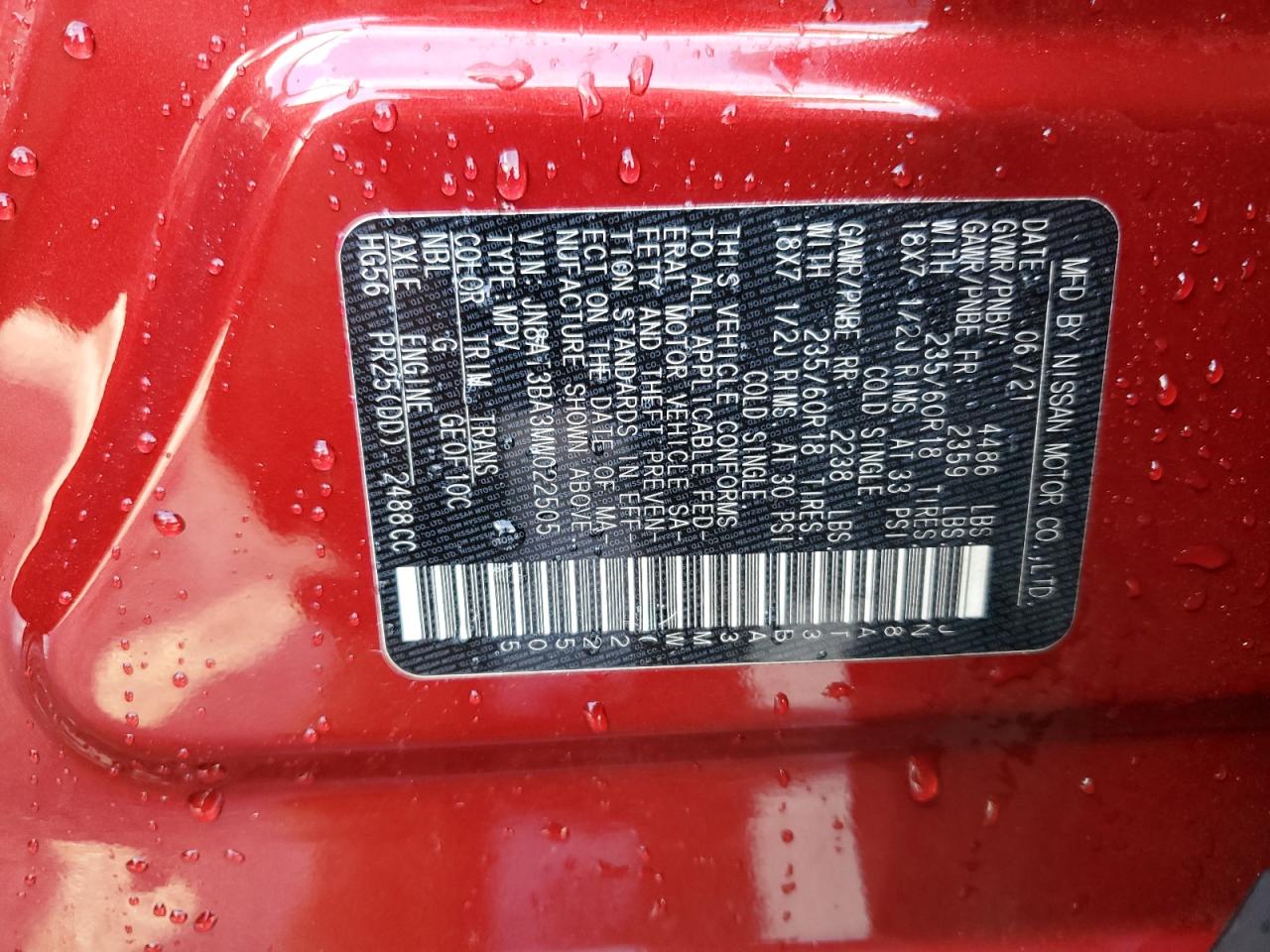 JN8AT3BA3MW022505 NISSAN ROGUE 2021