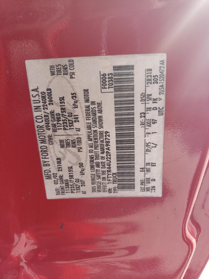 1FTYR44U22PA98729 2002 Ford Ranger Super Cab