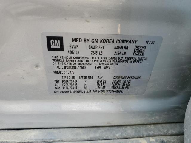 2022 Chevrolet Trax 1Lt VIN: KL7CJPSM3NB511682 Lot: 59642044