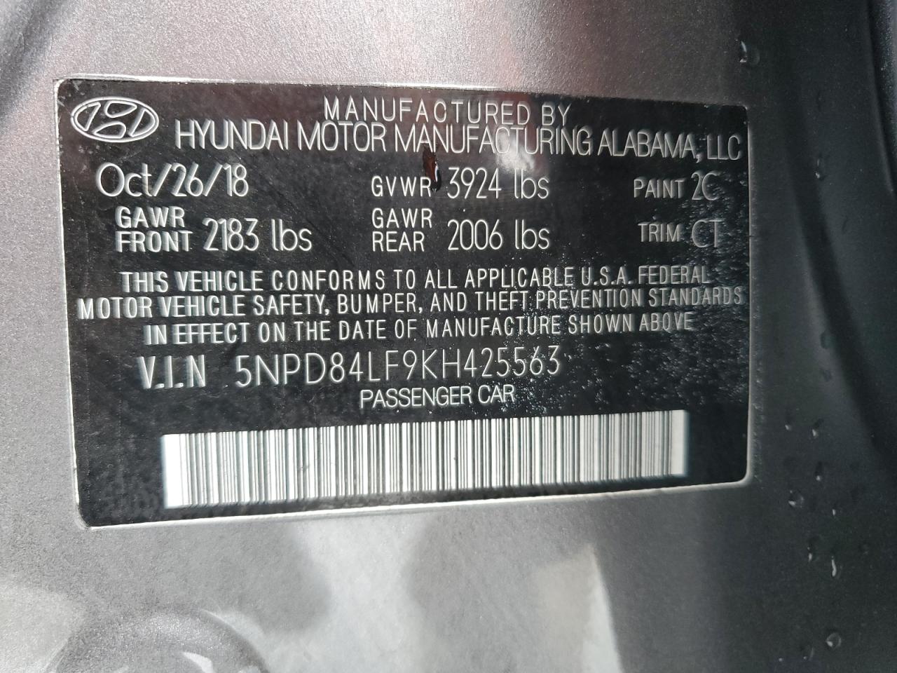 5NPD84LF9KH425563 2019 Hyundai Elantra Sel