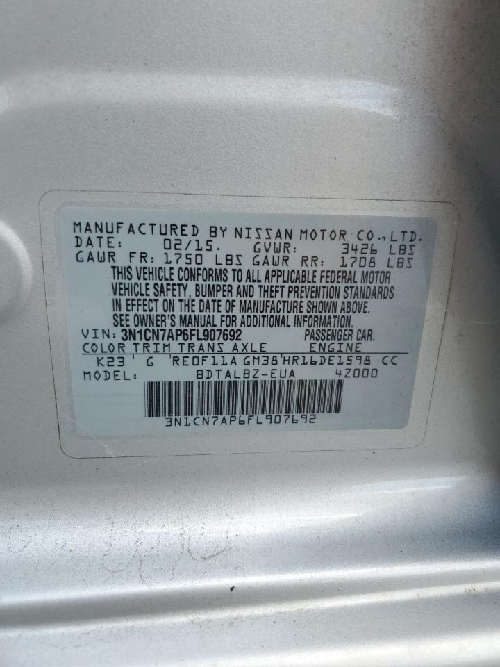 3N1CN7AP6FL907692 2015 Nissan Versa S