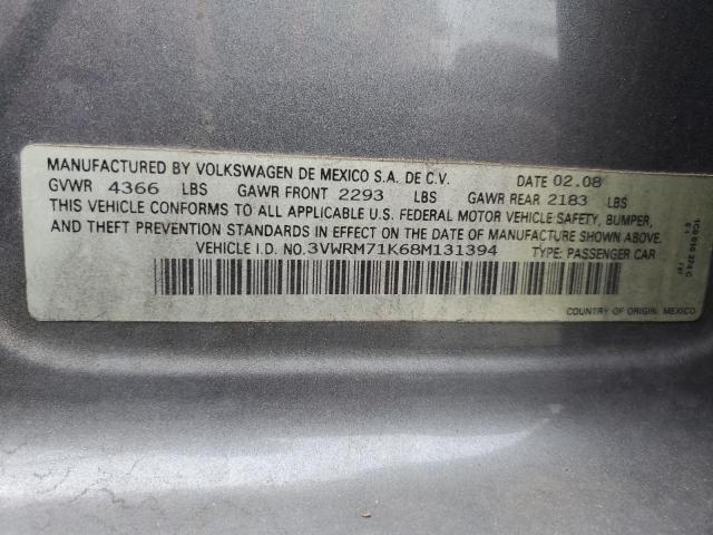 2008 Volkswagen Jetta Se VIN: 3VWRM71K68M131394 Lot: 59115664