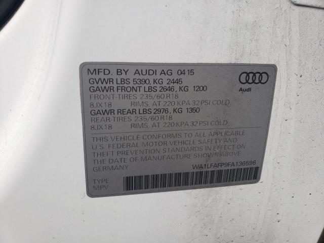 2015 Audi Q5 Premium Plus VIN: WA1LFAFP9FA136596 Lot: 60682584