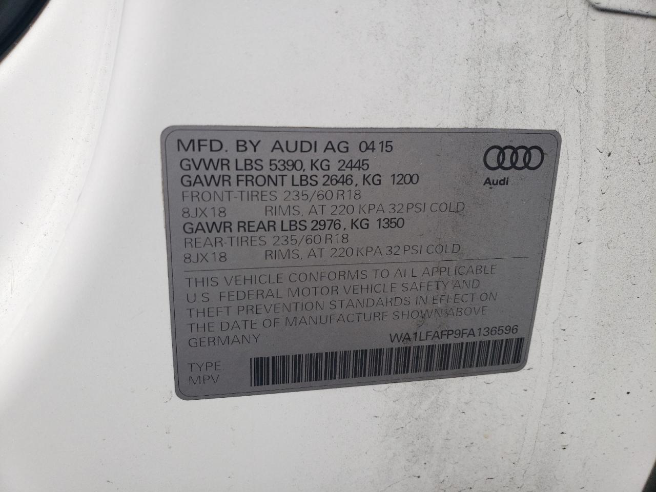 WA1LFAFP9FA136596 2015 Audi Q5 Premium Plus