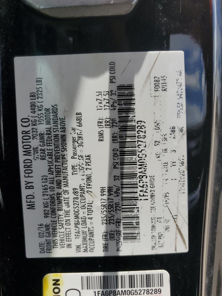 1FA6P8AM0G5278289 2016 Ford Mustang