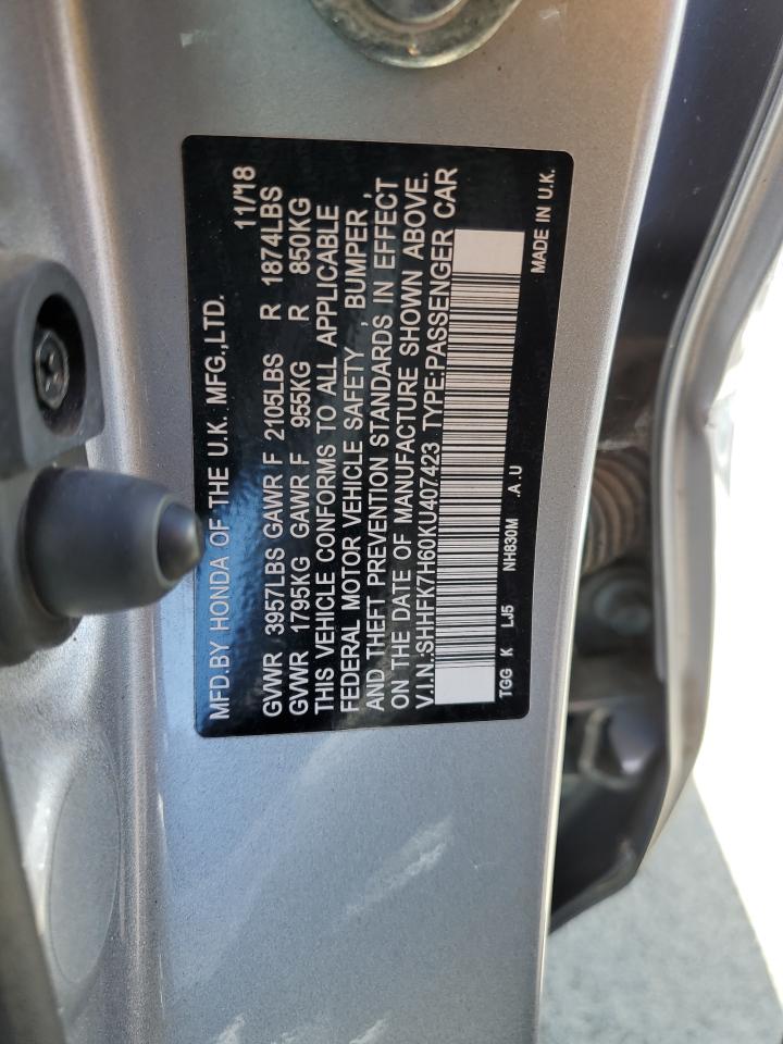 SHHFK7H60KU407423 HONDA CIVIC 2019