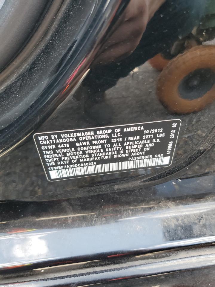 1VWBP7A39DC046224 2013 Volkswagen Passat Se