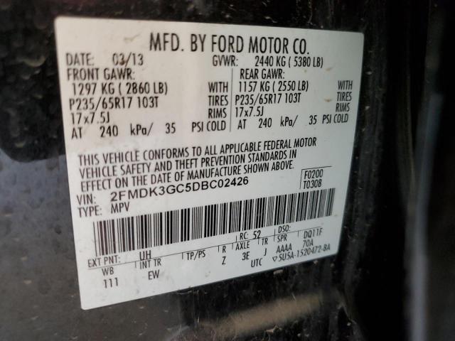2013 Ford Edge Se VIN: 2FMDK3GC5DBC02426 Lot: 57608694