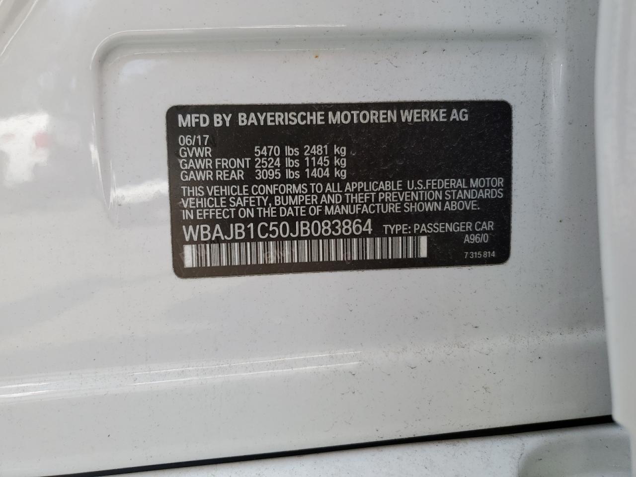 WBAJB1C50JB083864 2018 BMW 530Xe