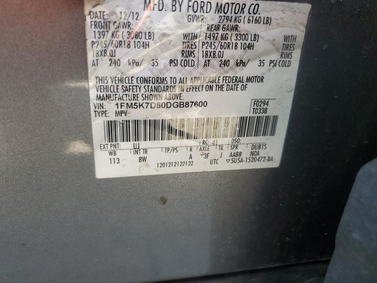 1FM5K7D80DGB87600 2013 Ford Explorer Xlt