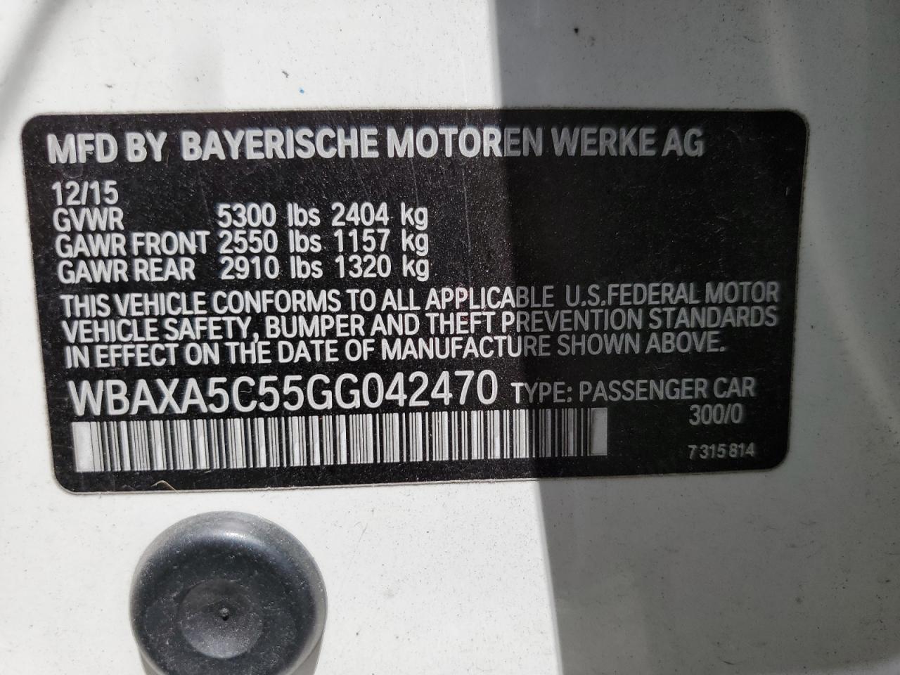 WBAXA5C55GG042470 2016 BMW 535 D