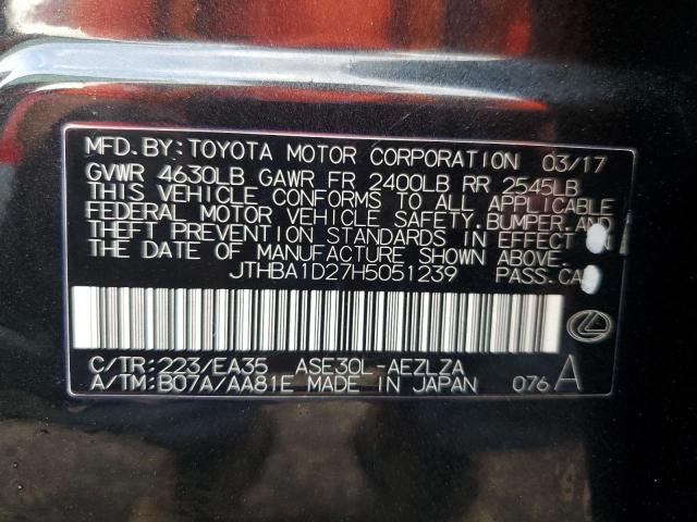 2017 Lexus Is 200T VIN: JTHBA1D27H5051239 Lot: 60249664