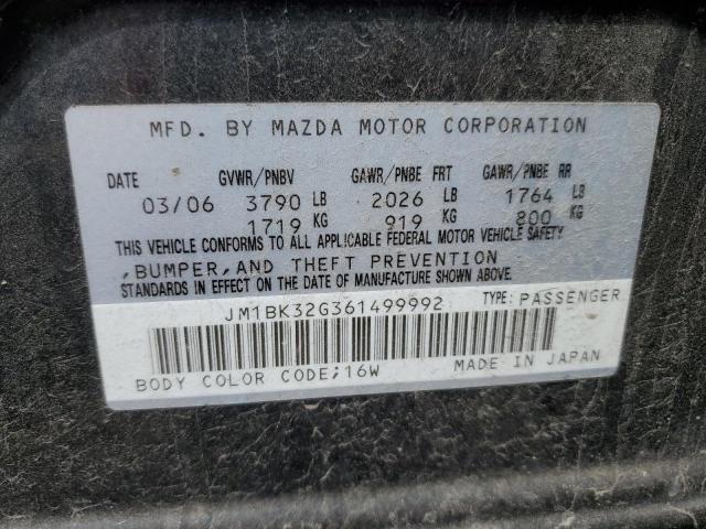2006 Mazda 3 I VIN: JM1BK32G361499992 Lot: 57231774