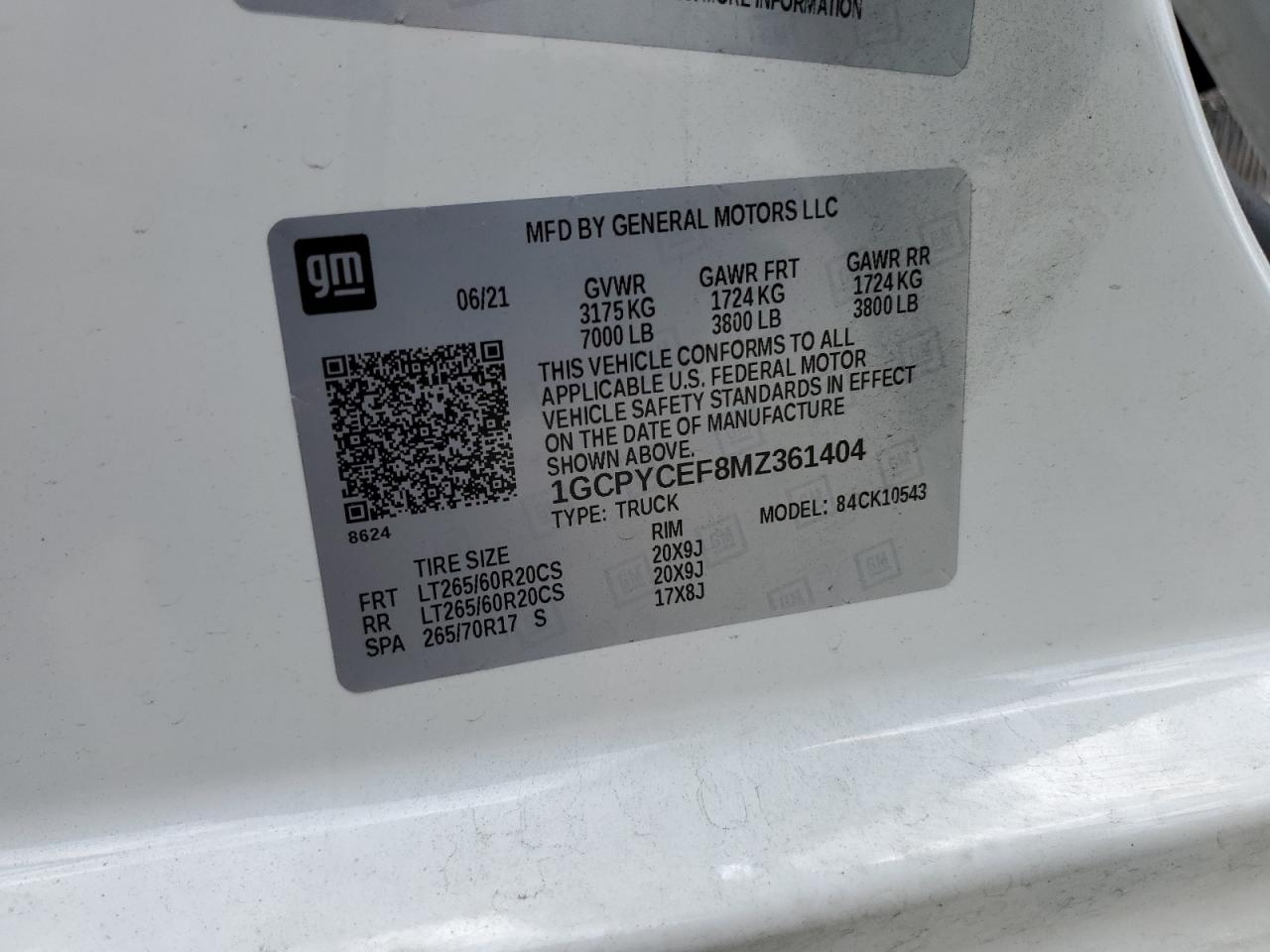 1GCPYCEF8MZ361404 2021 Chevrolet Silverado K1500 Trail Boss Custom