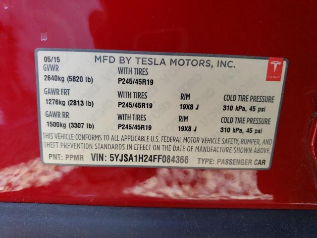 2015 Tesla Model S 85D VIN: 5YJSA1H24FF084366 Lot: 56526804