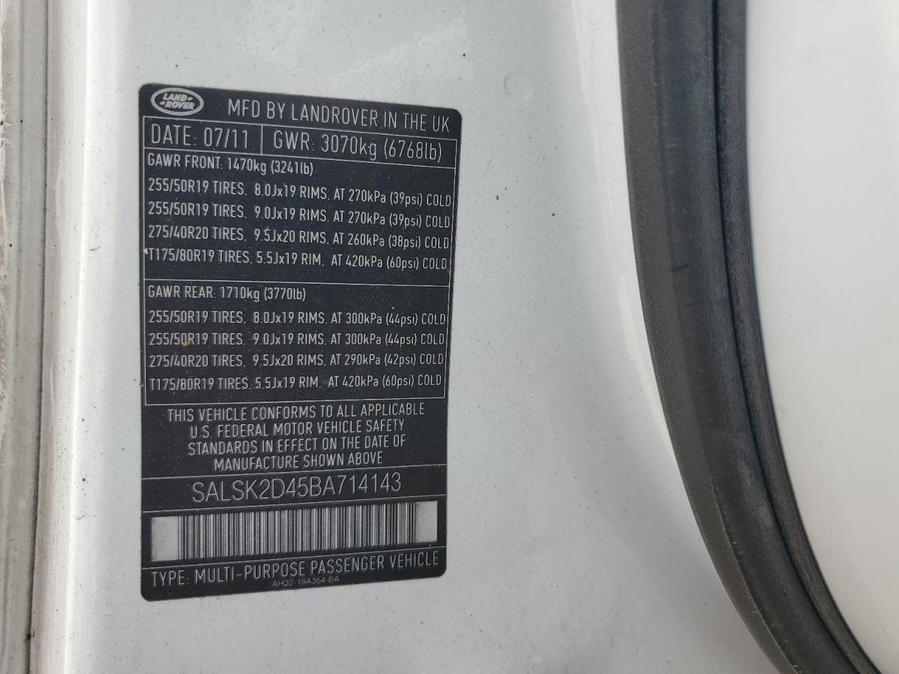 SALSK2D45BA714143 2011 Land Rover Range Rover Sport Lux