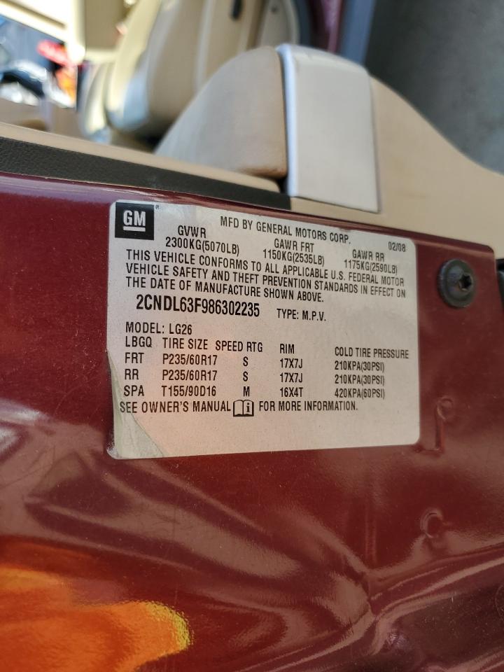 2CNDL63F986302235 2008 Chevrolet Equinox Lt