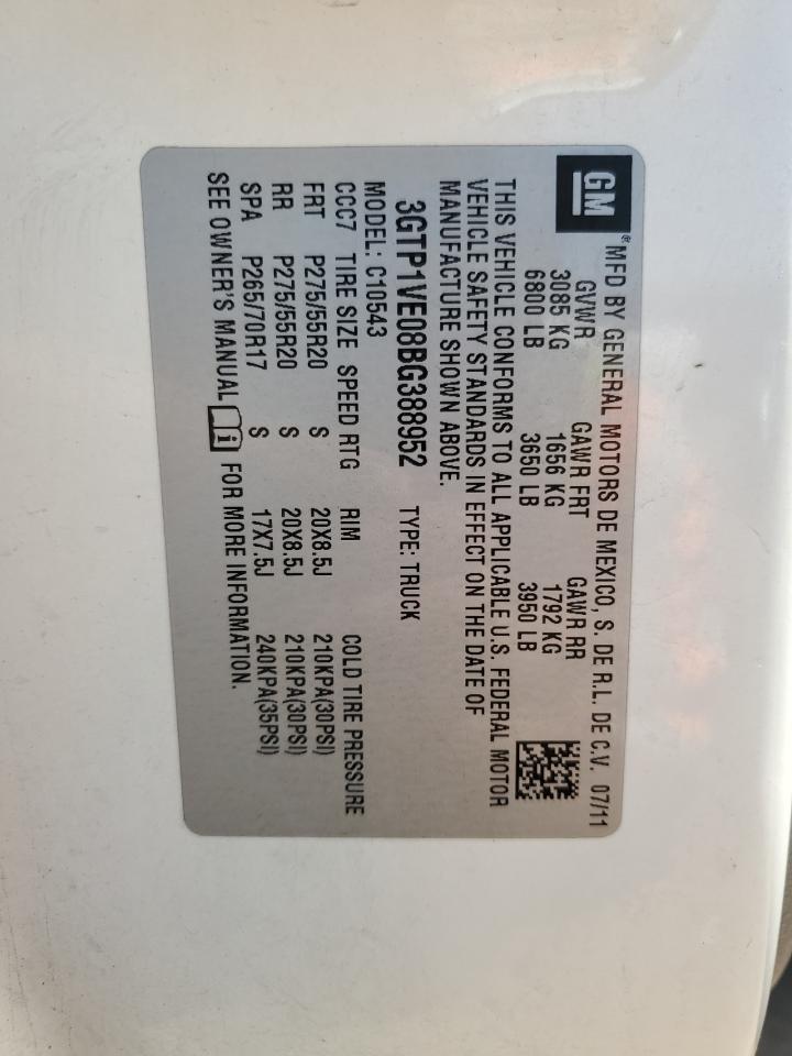 3GTP1VE08BG388952 2011 GMC Sierra C1500 Sle