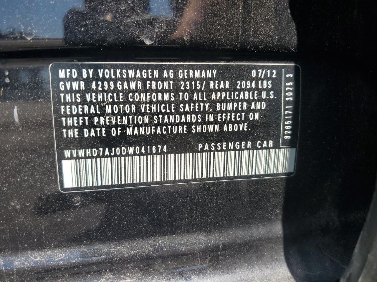 WVWHD7AJ0DW041674 2013 Volkswagen Gti