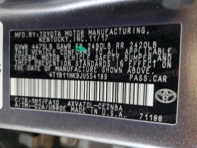 VIN 4T1B11HK9JU554189 2018 Toyota Camry, L no.12