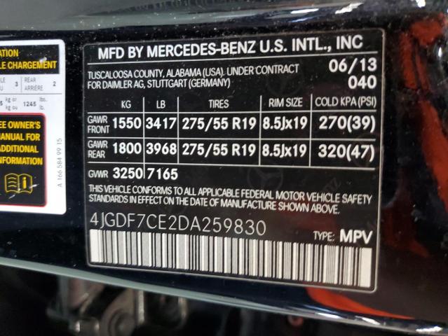 2013 Mercedes-Benz Gl 450 4Matic VIN: 4JGDF7CE2DA259830 Lot: 59092884