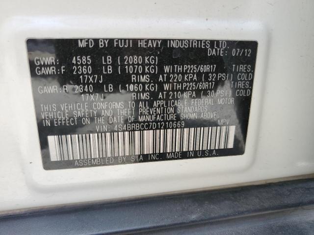 2013 Subaru Outback 2.5I Premium VIN: 4S4BRBCC7D1210669 Lot: 59528294