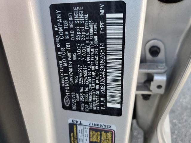 2019 Hyundai Tucson Se VIN: KM8J2CA42KU926814 Lot: 57003284