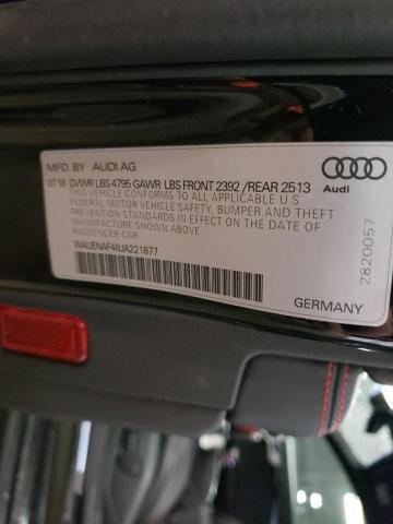 2018 Audi A4 Premium Plus VIN: WAUENAF48JA221877 Lot: 60440454